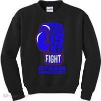 Ataxia Awareness Boxing Her Fight Is My Fight Blue Ribbon Kids Sweatshirt thumb 0