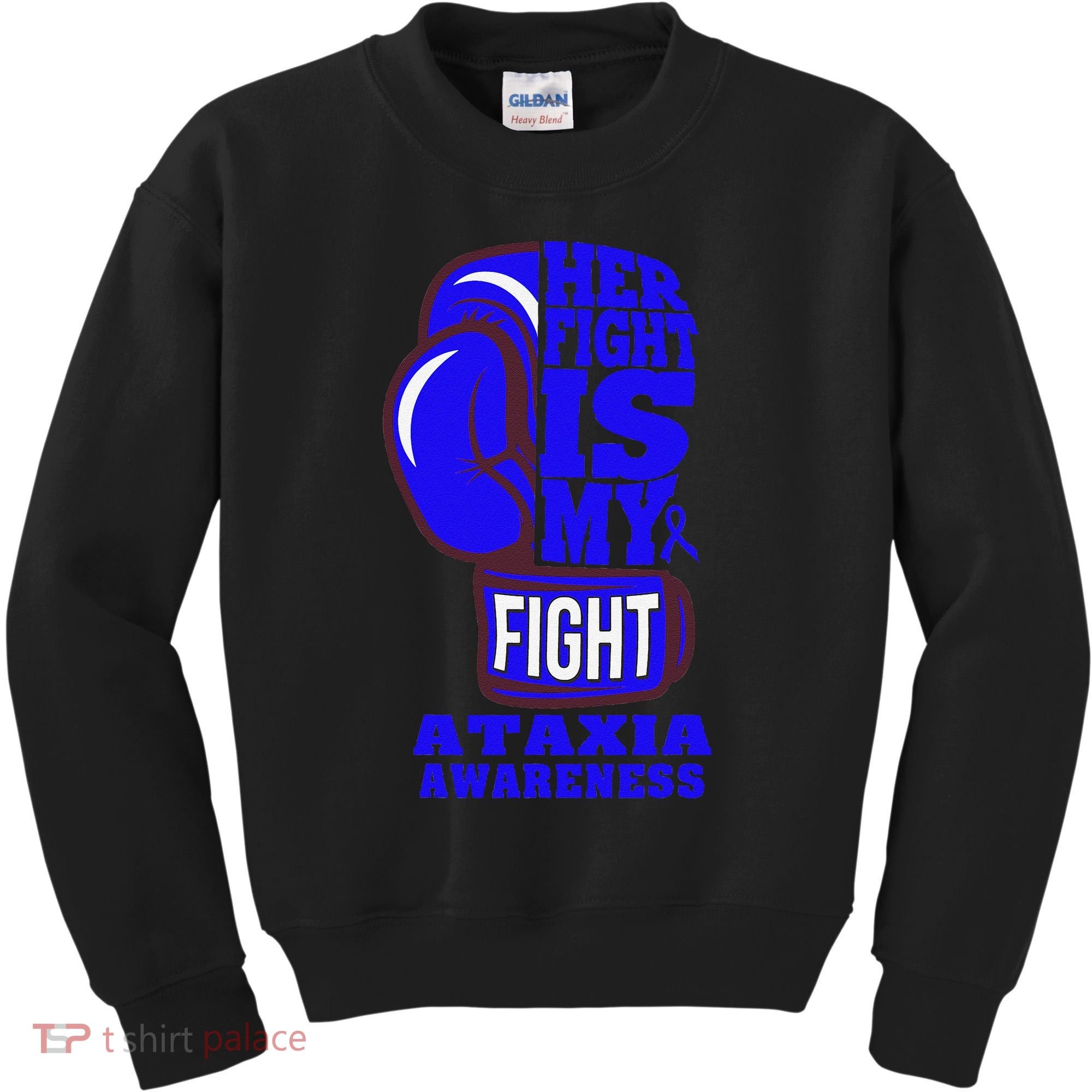 Ataxia Awareness Boxing Her Fight Is My Fight Blue Ribbon Kids Sweatshirt