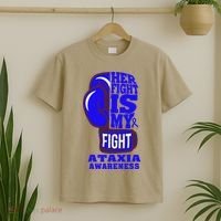 Ataxia Awareness Boxing Her Fight Is My Fight Blue Ribbon T-Shirt thumb 2