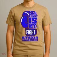 Ataxia Awareness Boxing Her Fight Is My Fight Blue Ribbon T-Shirt thumb 3