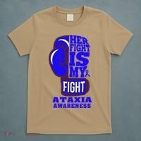 Ataxia Awareness Boxing Her Fight Is My Fight Blue Ribbon T-Shirt thumb 5