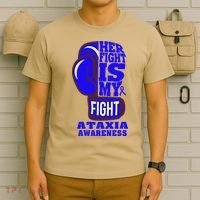 Ataxia Awareness Boxing Her Fight Is My Fight Blue Ribbon T-Shirt thumb 6