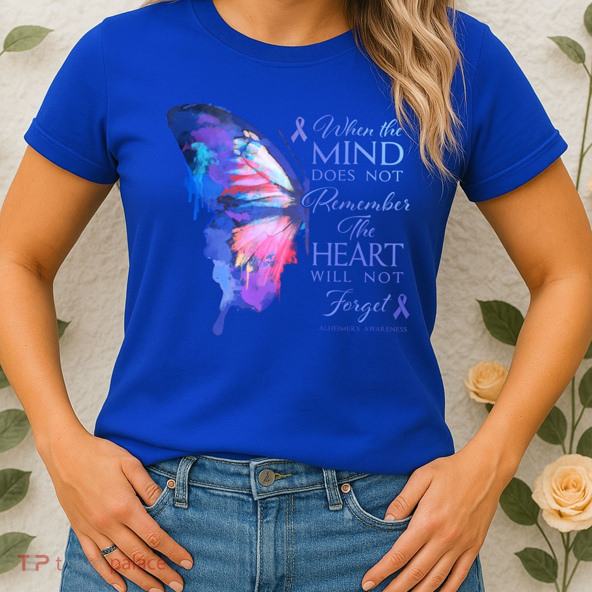 Alzheimers Awareness Butterfly The Heart Remembers Gift Women's T-Shirt