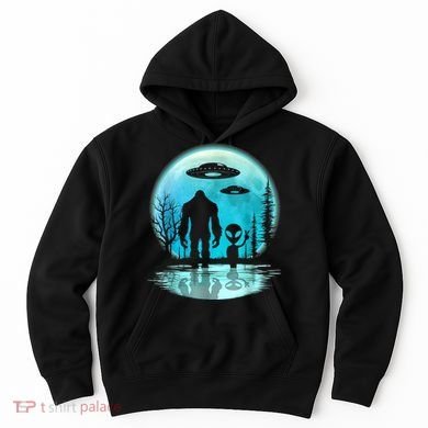 Alien And Bigfoot Moon Hoodie