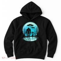 Alien And Bigfoot Moon Hoodie thumb 0