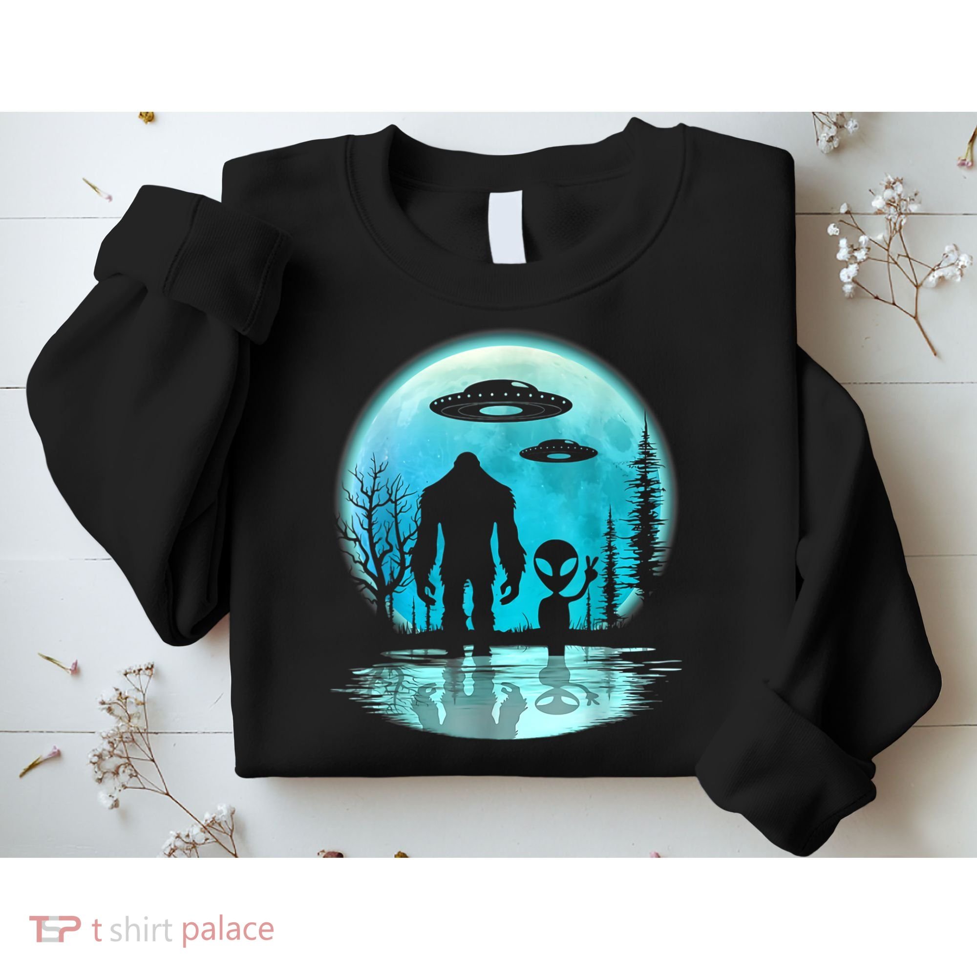 Alien And Bigfoot Moon Sweatshirt