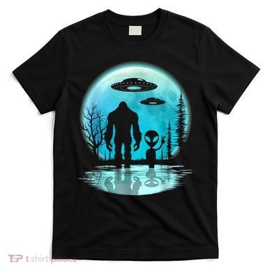 Alien And Bigfoot Moon T-Shirt