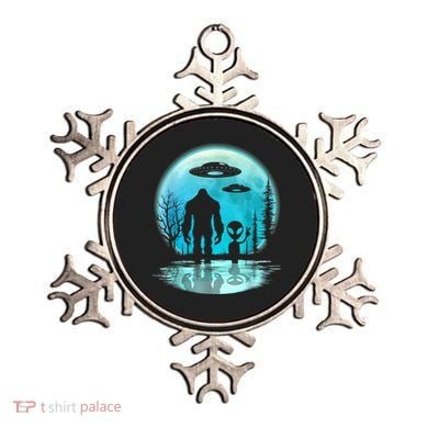 Alien And Bigfoot Moon Ornament