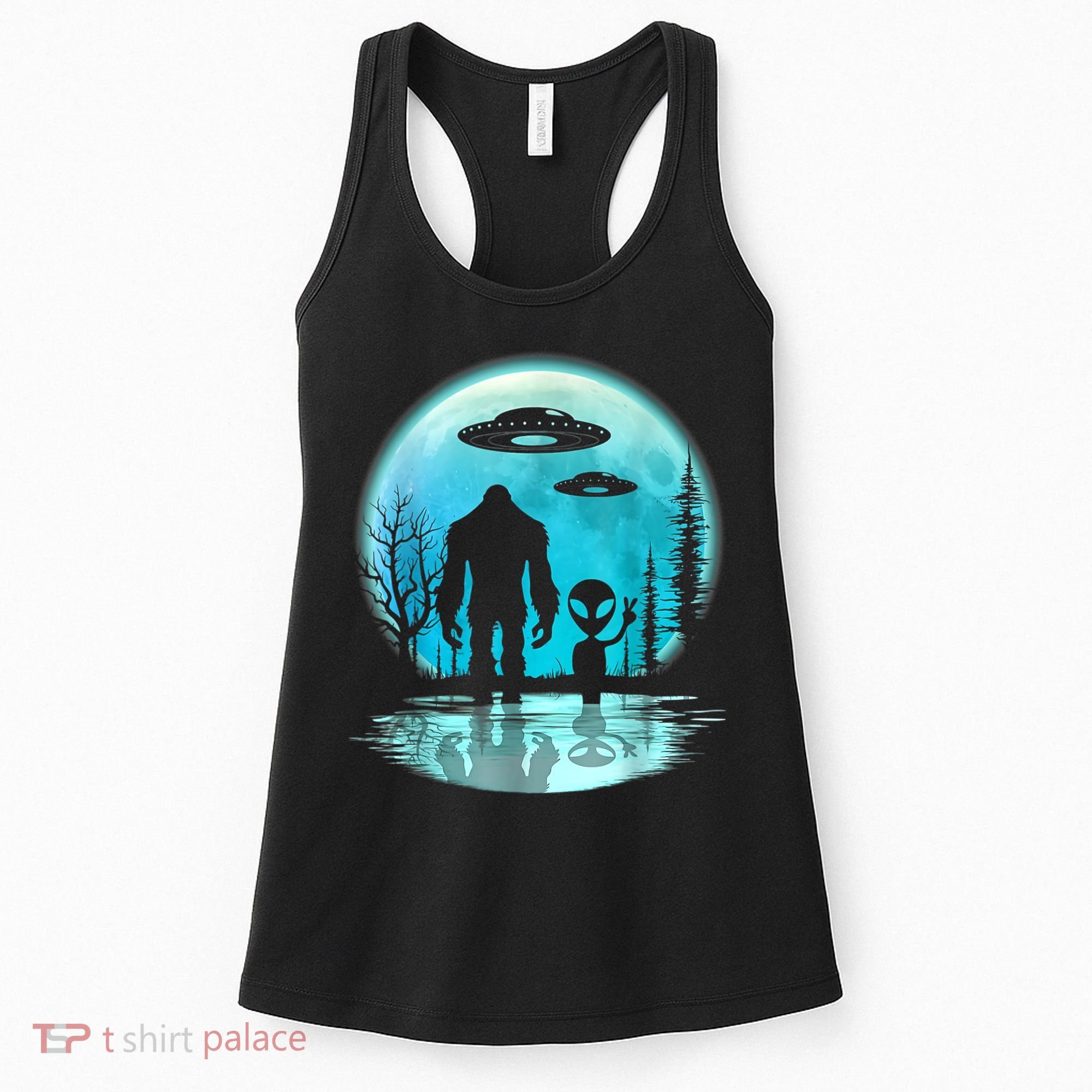 Alien And Bigfoot Moon Women's Tank Top