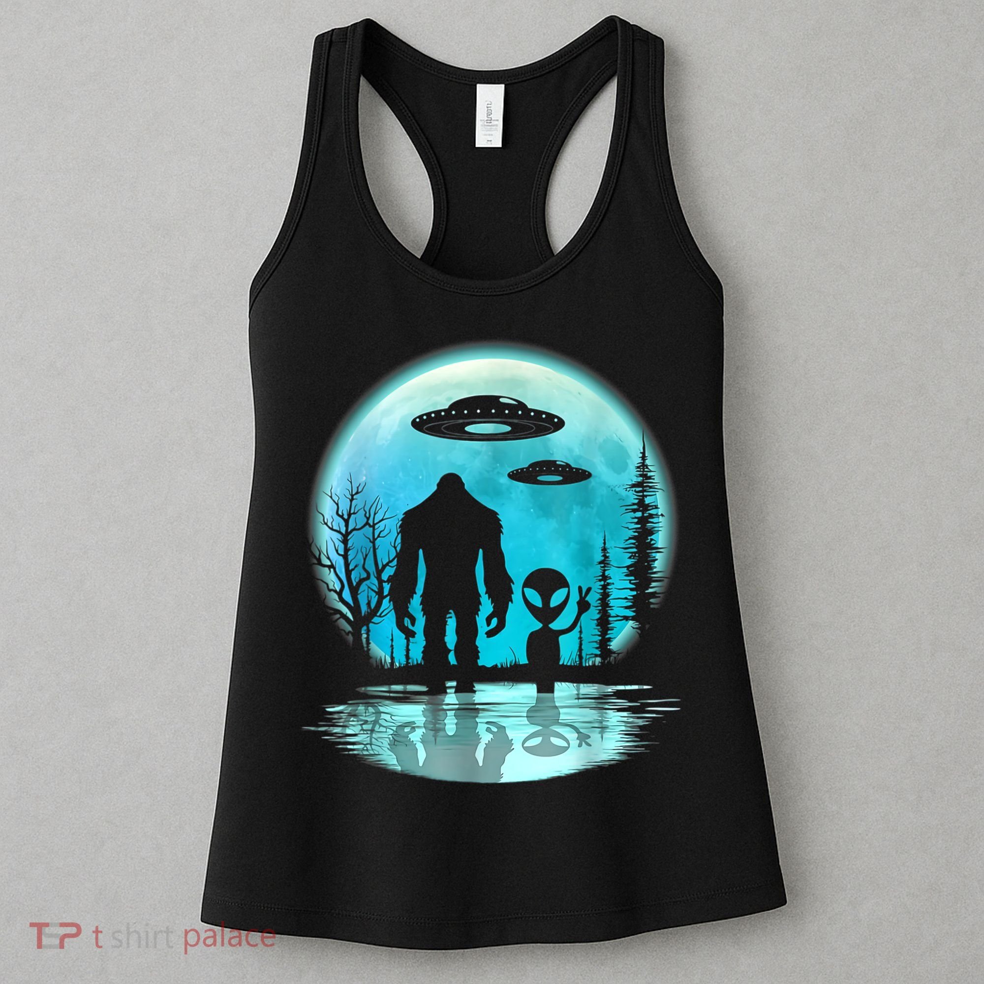 Alien And Bigfoot Moon Women's Tank Top
