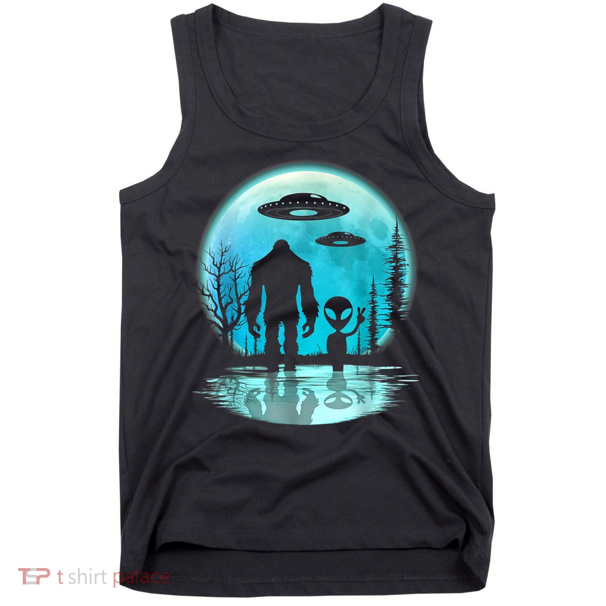 Alien And Bigfoot Moon Tank Top