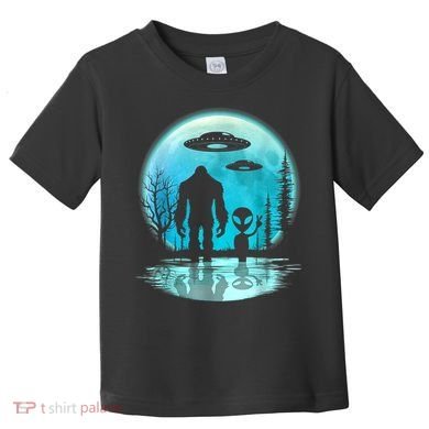 Alien And Bigfoot Moon Toddler T-Shirt