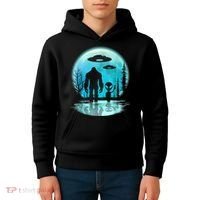 Alien And Bigfoot Moon Kids Hoodie thumb 4