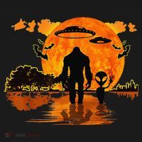 Alien And Bigfoot Sasquatch Moon Halloween Doggie Tank thumb 4