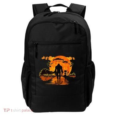 Alien And Bigfoot Sasquatch Moon Halloween Backpack