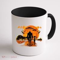 Alien And Bigfoot Sasquatch Moon Halloween Coffee Mug thumb 1