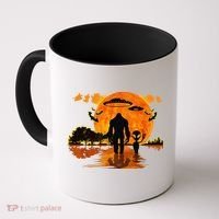 Alien And Bigfoot Sasquatch Moon Halloween Coffee Mug thumb 0