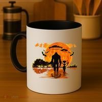 Alien And Bigfoot Sasquatch Moon Halloween Coffee Mug thumb 4