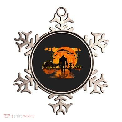 Alien And Bigfoot Sasquatch Moon Halloween Ornament