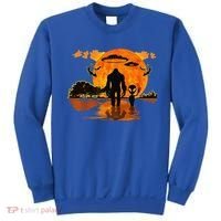 Alien And Bigfoot Sasquatch Moon Halloween Sweatshirt thumb 0