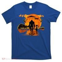 Alien And Bigfoot Sasquatch Moon Halloween T-Shirt thumb 0