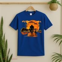 Alien And Bigfoot Sasquatch Moon Halloween T-Shirt thumb 2