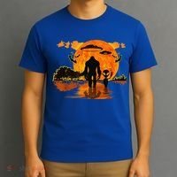 Alien And Bigfoot Sasquatch Moon Halloween T-Shirt thumb 3