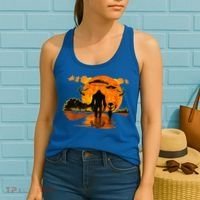 Alien And Bigfoot Sasquatch Moon Halloween Women's Tank Top thumb 2