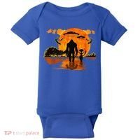 Alien And Bigfoot Sasquatch Moon Halloween Baby Bodysuit thumb 0