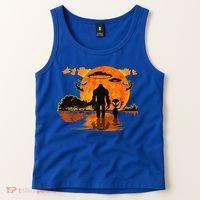Alien And Bigfoot Sasquatch Moon Halloween Tank Top thumb 2