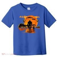 Alien And Bigfoot Sasquatch Moon Halloween Toddler T-Shirt thumb 0