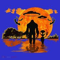 Alien And Bigfoot Sasquatch Moon Halloween Visor thumb 3