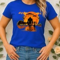 Alien And Bigfoot Sasquatch Moon Halloween Women's T-Shirt thumb 2