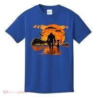 Alien And Bigfoot Sasquatch Moon Halloween Kids T-Shirt thumb 0