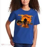 Alien And Bigfoot Sasquatch Moon Halloween Kids T-Shirt thumb 2