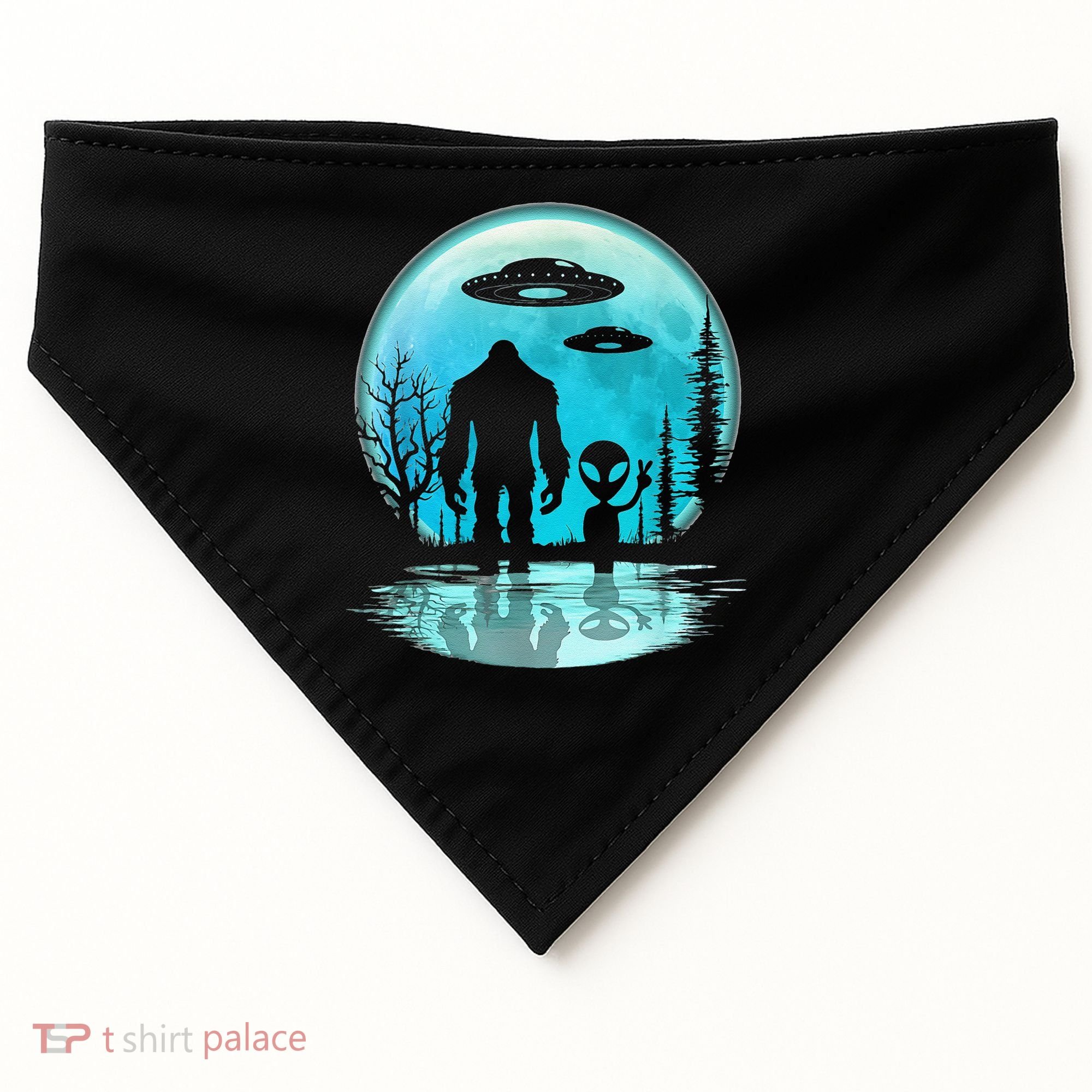 Alien And Bigfoot Moon USA-Made Doggie Bandana