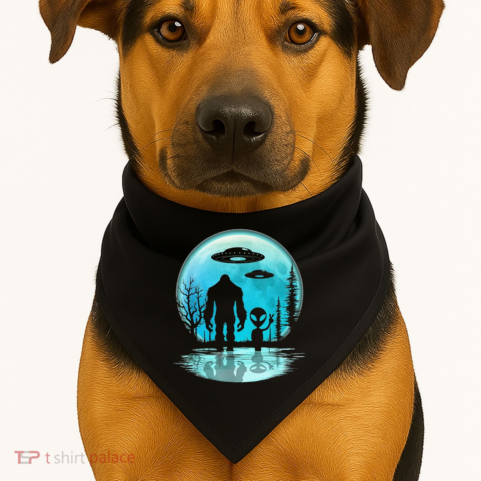 Alien And Bigfoot Moon USA-Made Doggie Bandana