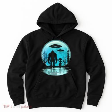 Alien And Bigfoot Moon Hoodie