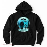 Alien And Bigfoot Moon Hoodie thumb 0