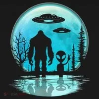 Alien And Bigfoot Moon Hoodie thumb 2