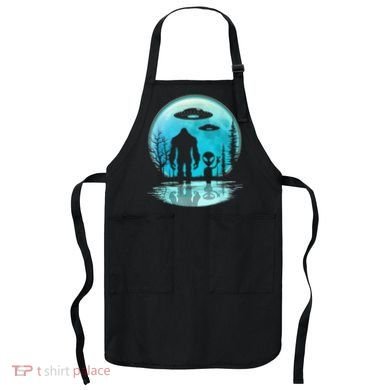 Alien And Bigfoot Moon Apron