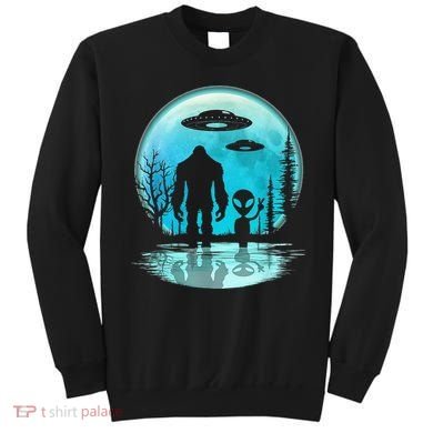 Alien And Bigfoot Moon Sweatshirt