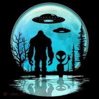 Alien And Bigfoot Moon Button thumb 1