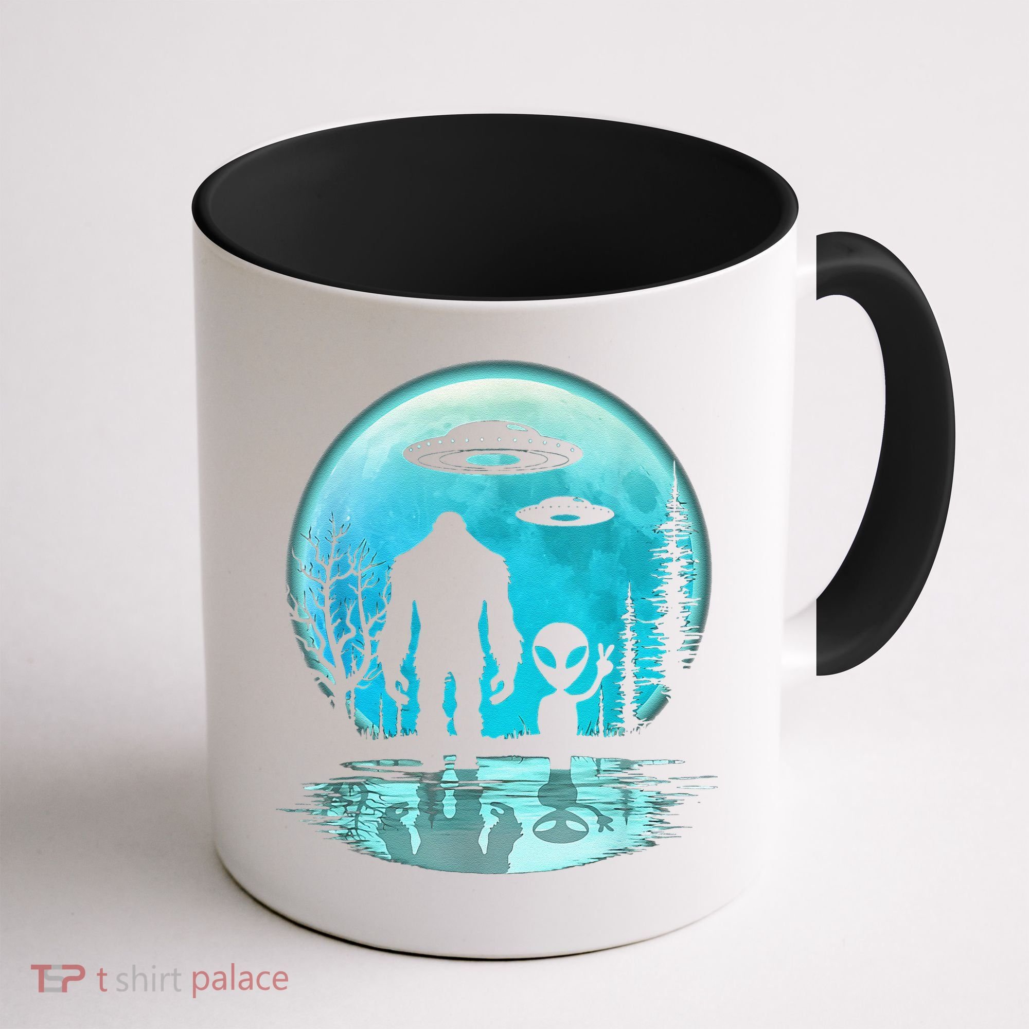 Alien And Bigfoot Moon Coffee Mug