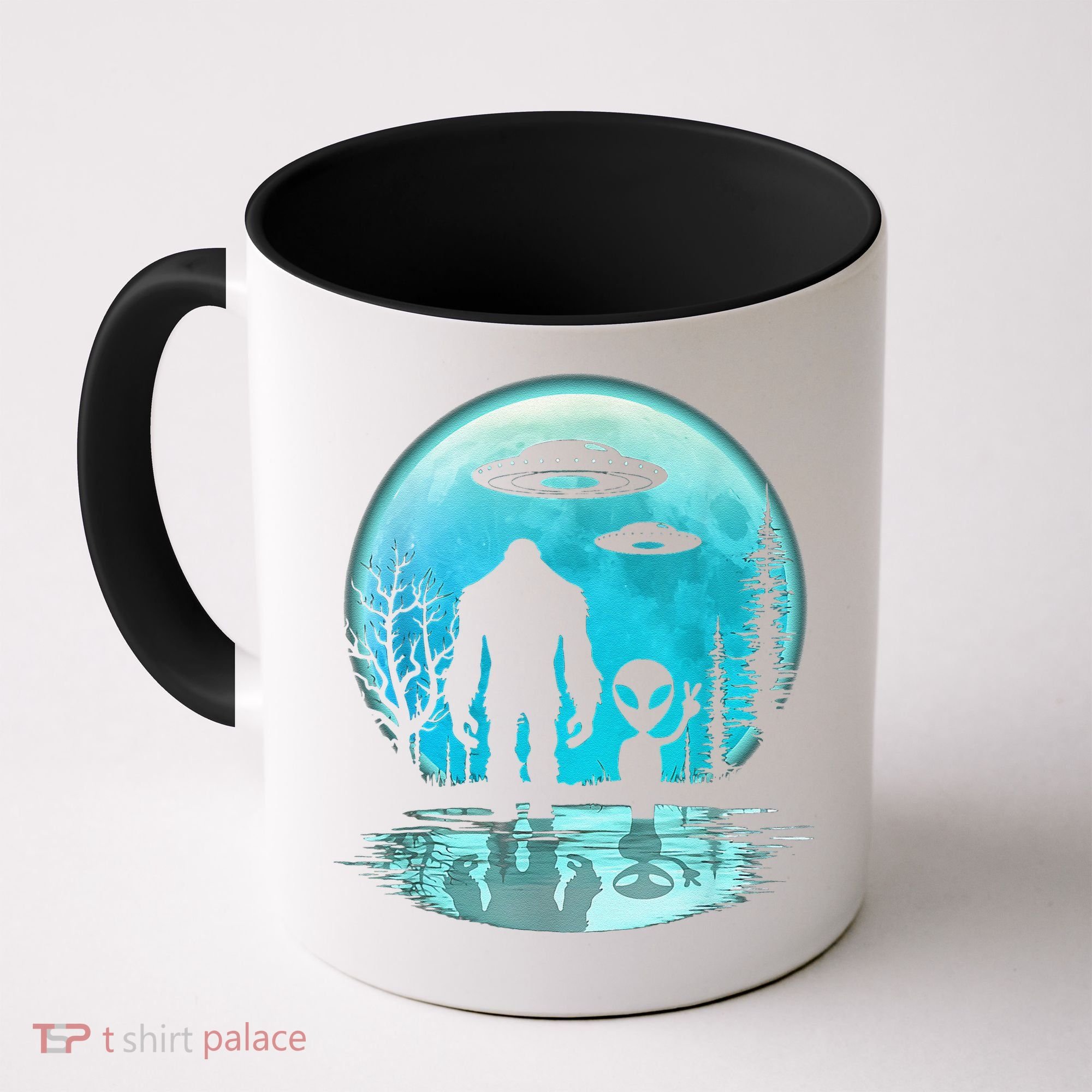 Alien And Bigfoot Moon Coffee Mug