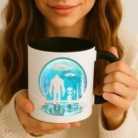 Alien And Bigfoot Moon Coffee Mug thumb 3