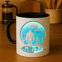 Alien And Bigfoot Moon Coffee Mug thumb 4