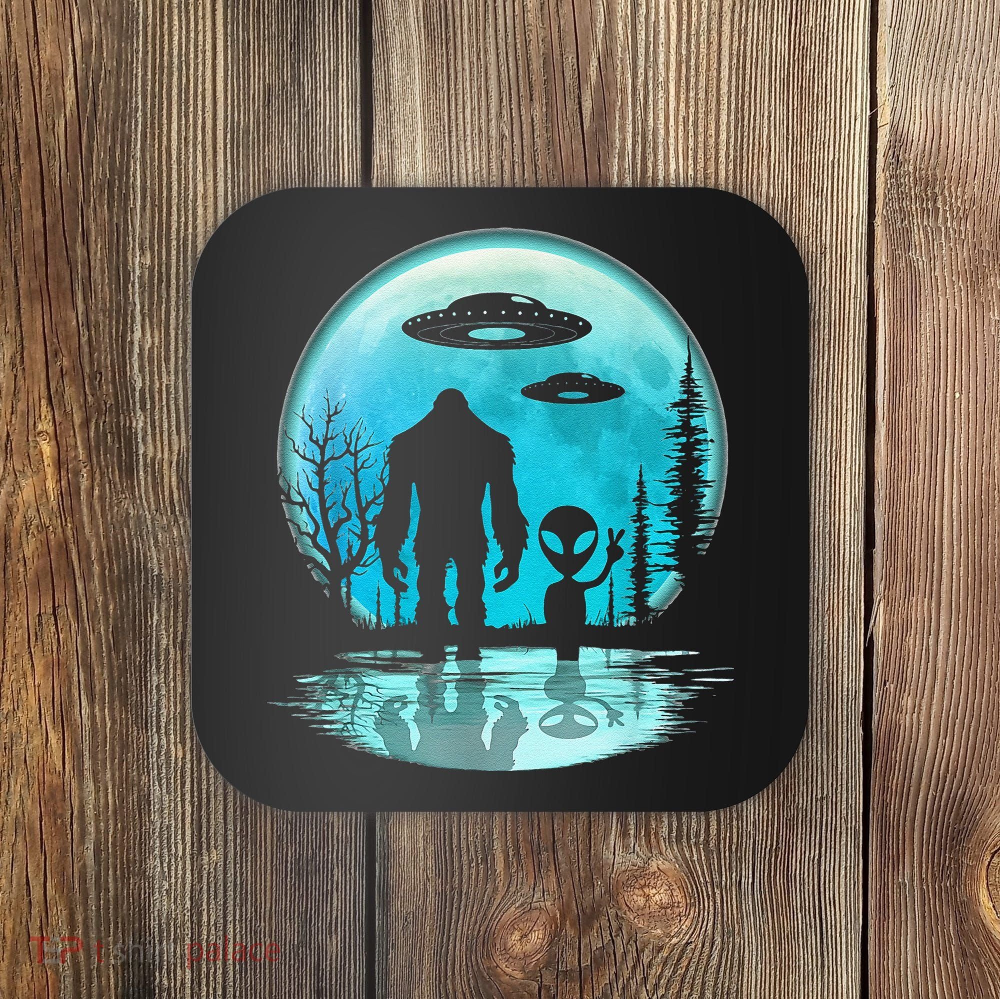 Alien And Bigfoot Moon Coaster