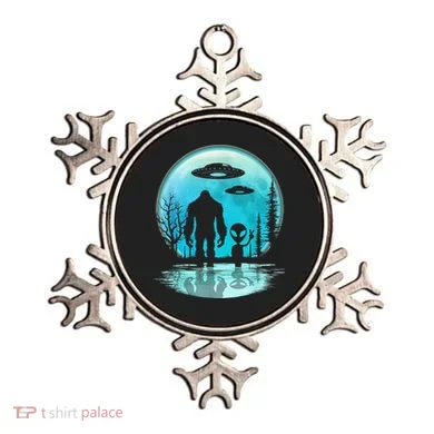 Alien And Bigfoot Moon Ornament