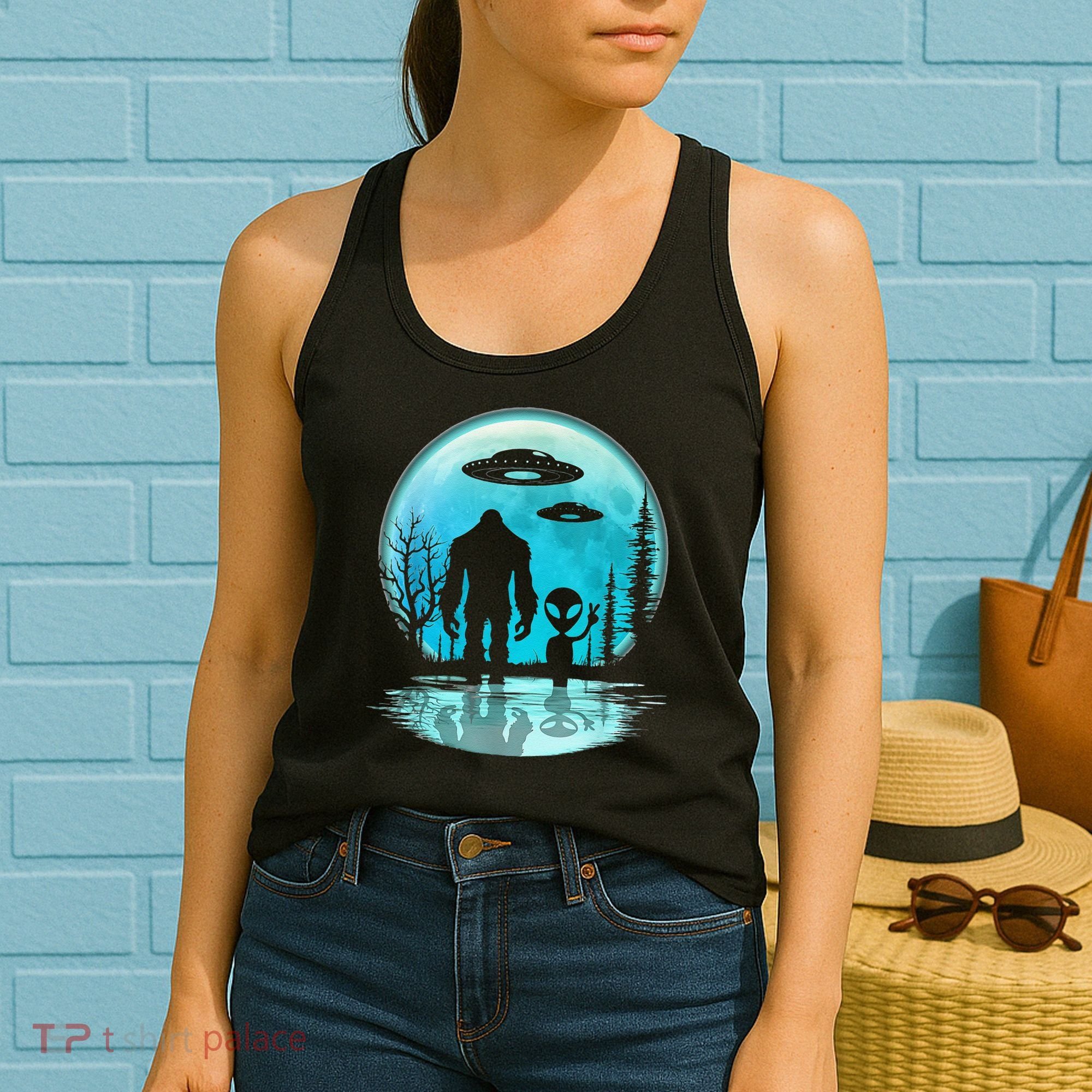 Alien And Bigfoot Moon Women's Tank Top